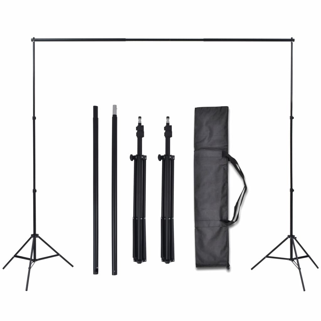 Photo Studio Kit with 3 Cotton Backdrops Adjustable Frame 3x5m